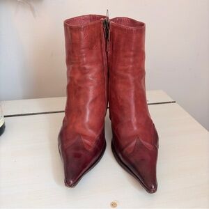 🥀 Dries Van Noten Oxblood Leather Pointed Ankle Boots 37 Made in Italy🥀